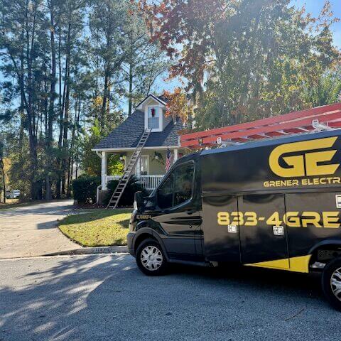 Grener Electric work van at a residential home in Gainesville, FL